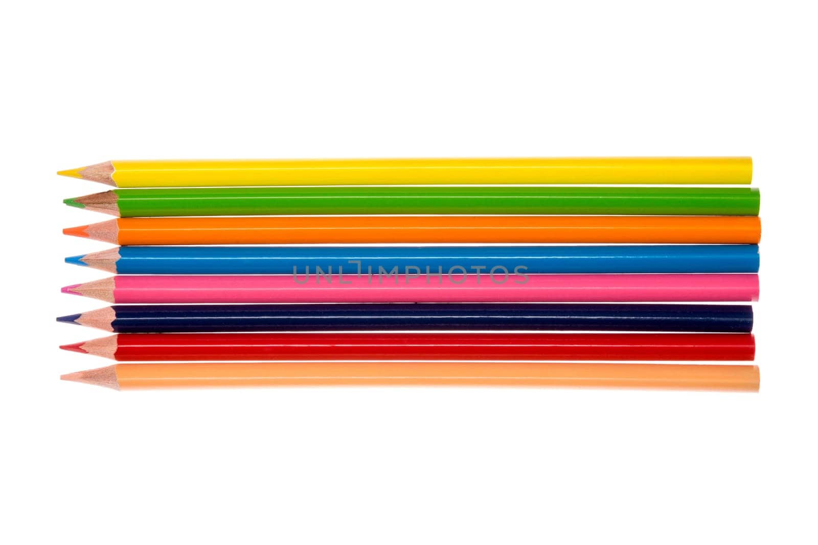 Set of colored pencils, isolated on white background