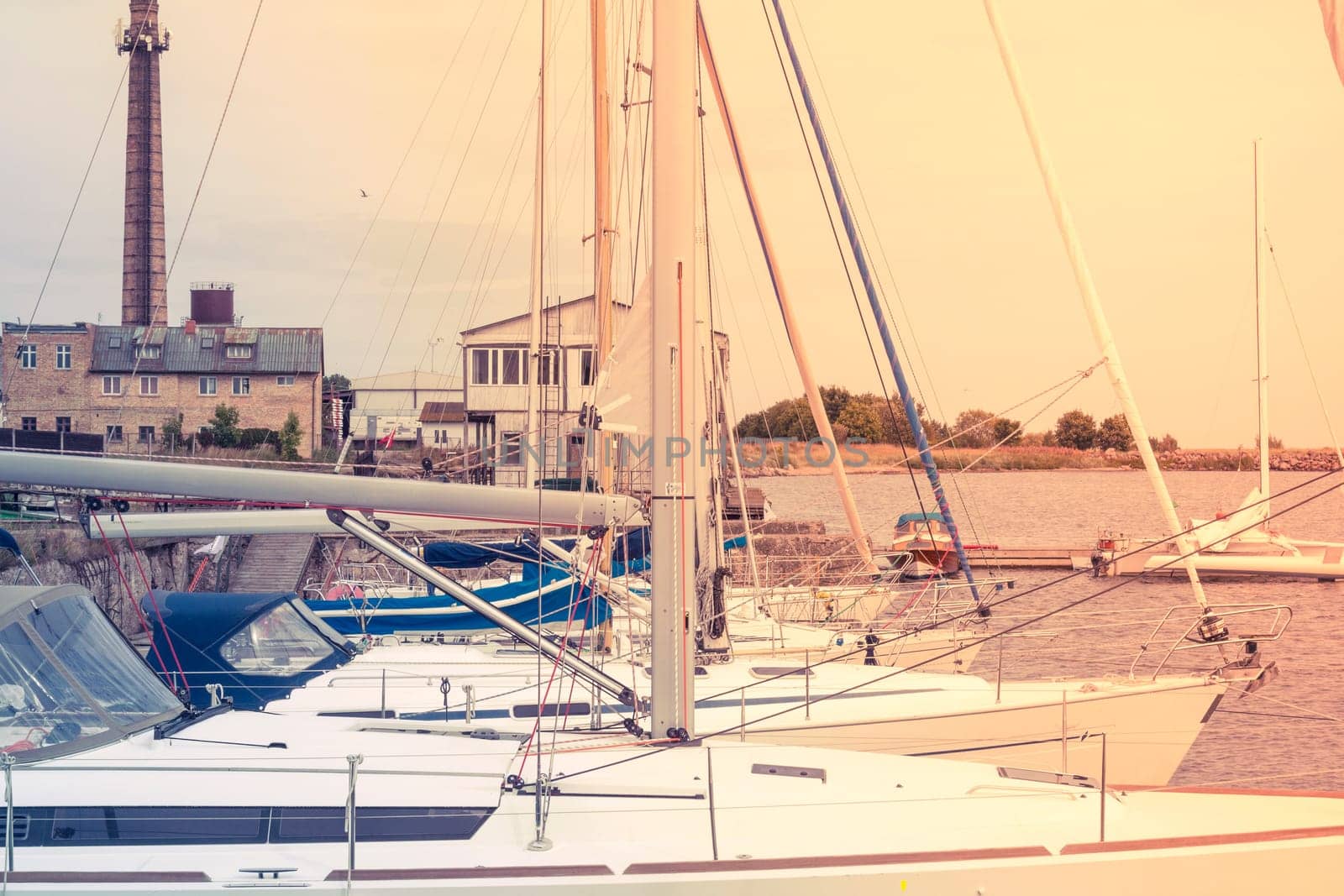 Some yachts in a small port