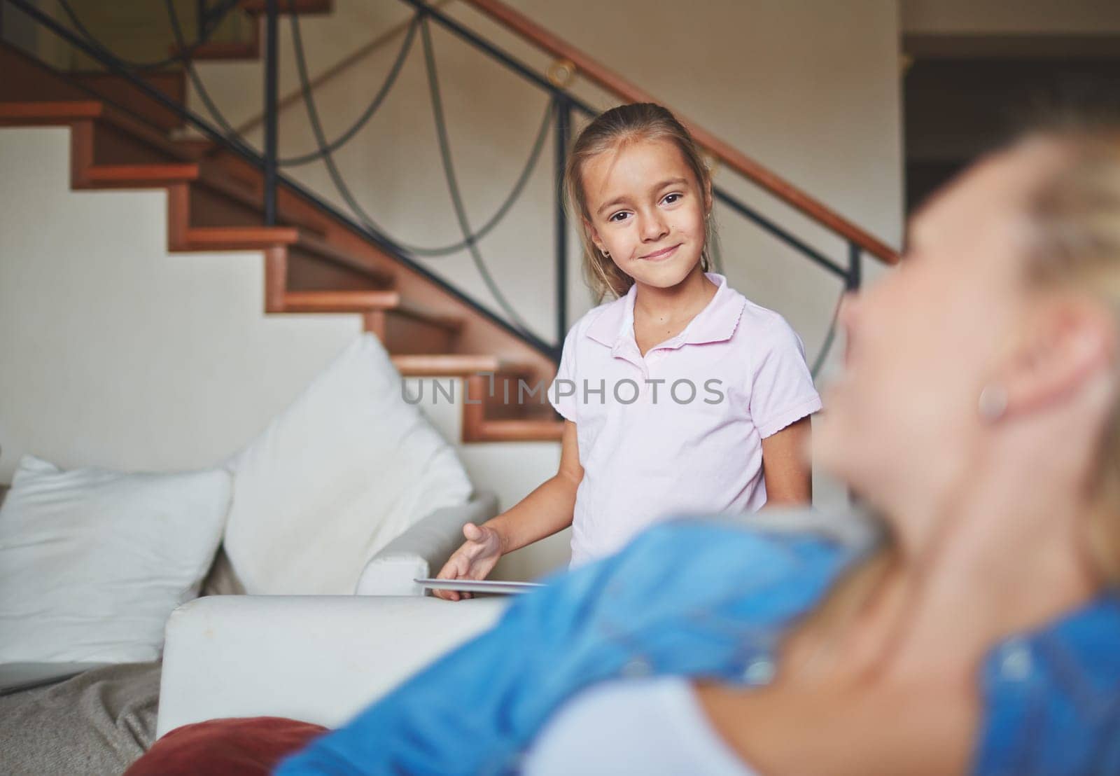 Little girl coming to mother