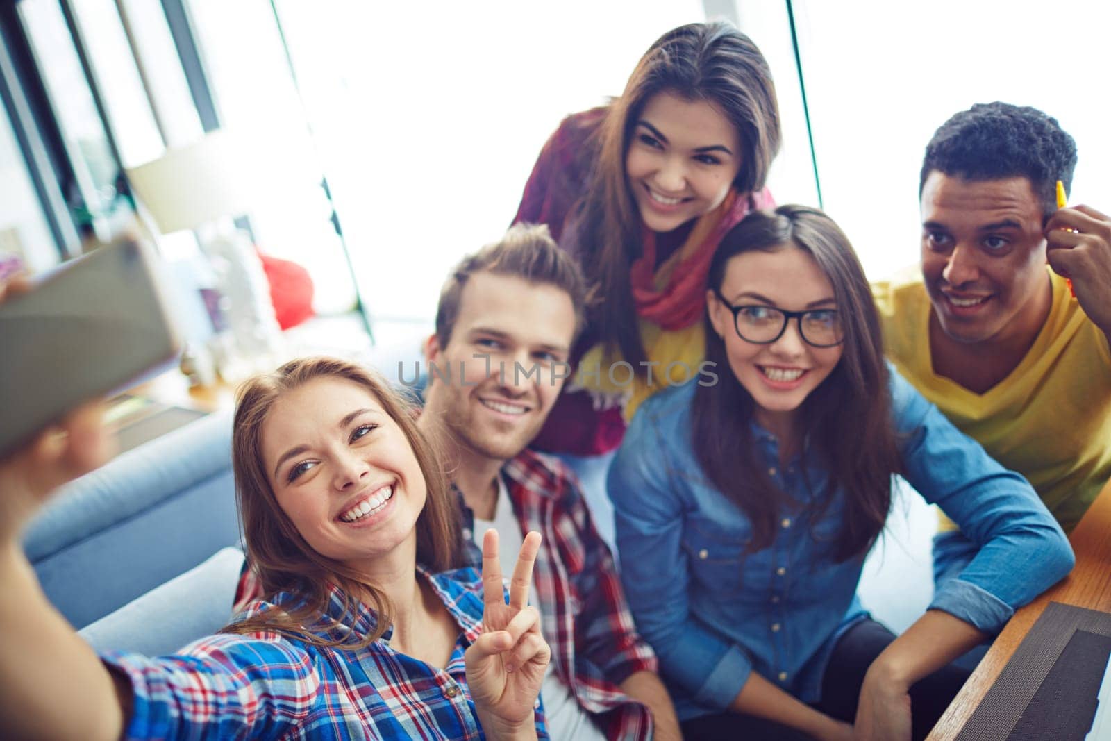 Group of students taking selfie