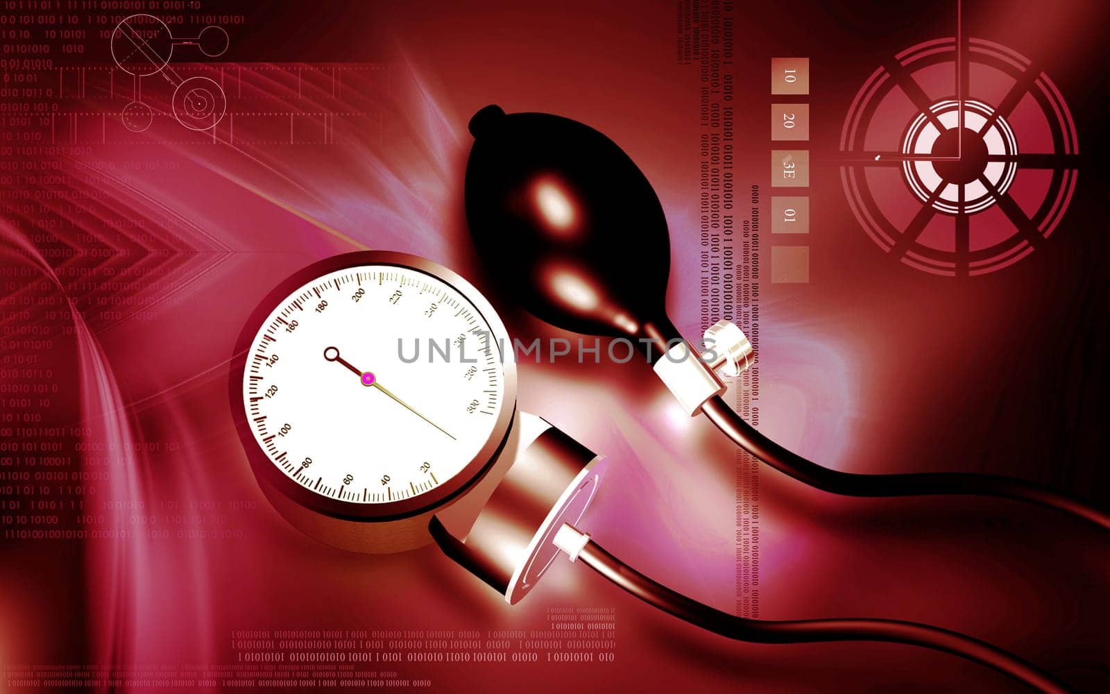 Digital illustration of sphygmomanometer in colour background