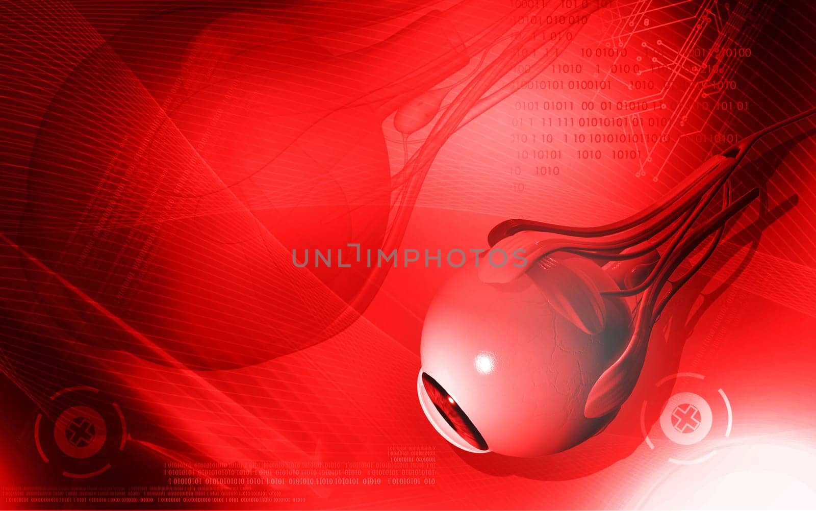 Digital illustration of eye in colour background