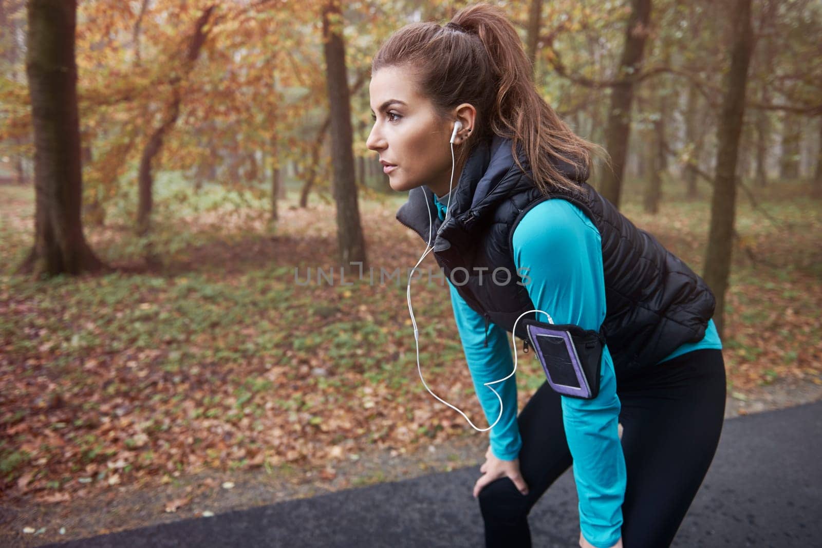 Hard workout in autumn season