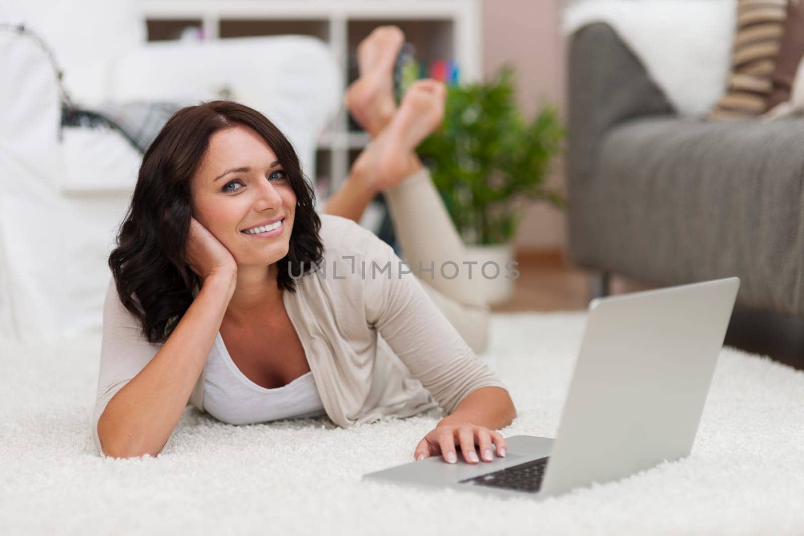 Working at home by using laptop