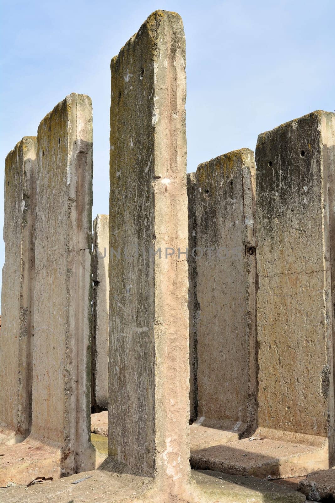 Segments of the Berlin Wall in the port of Magdeburg