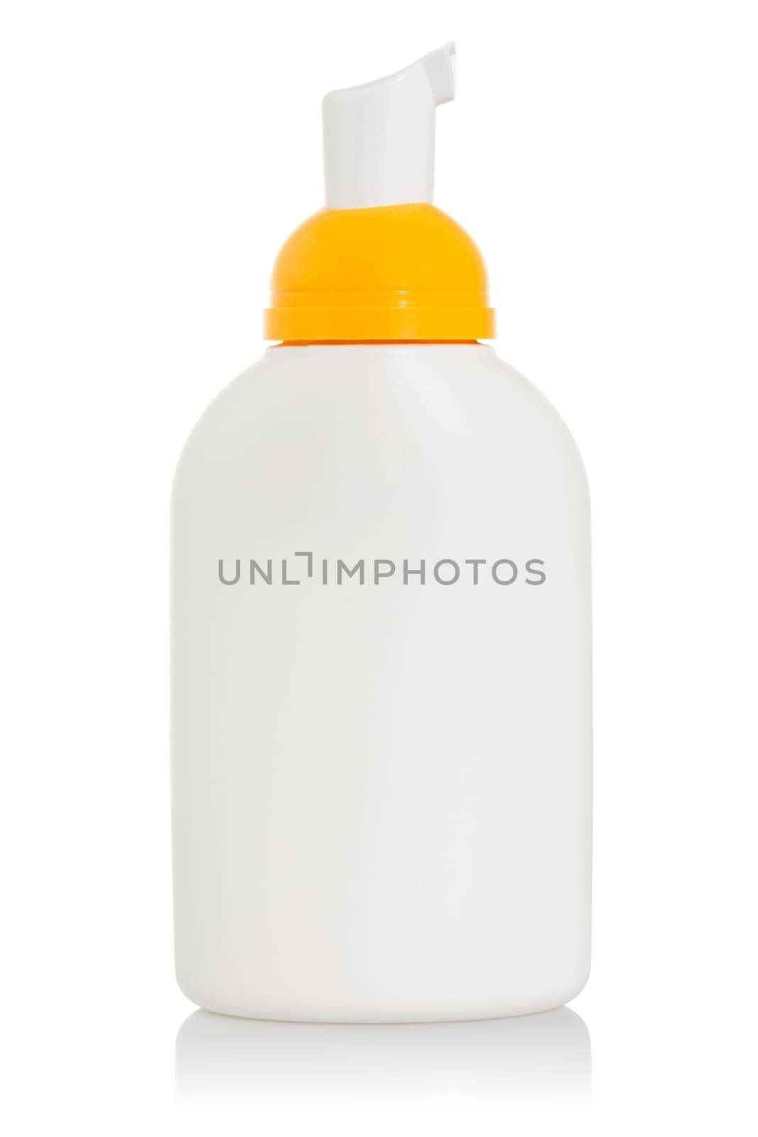 Plastic soap dispenser, isolated on white background