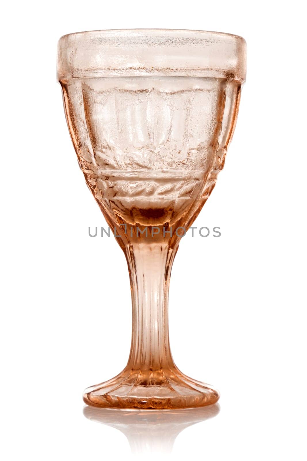 Glass with crystal pattern isolated on white background