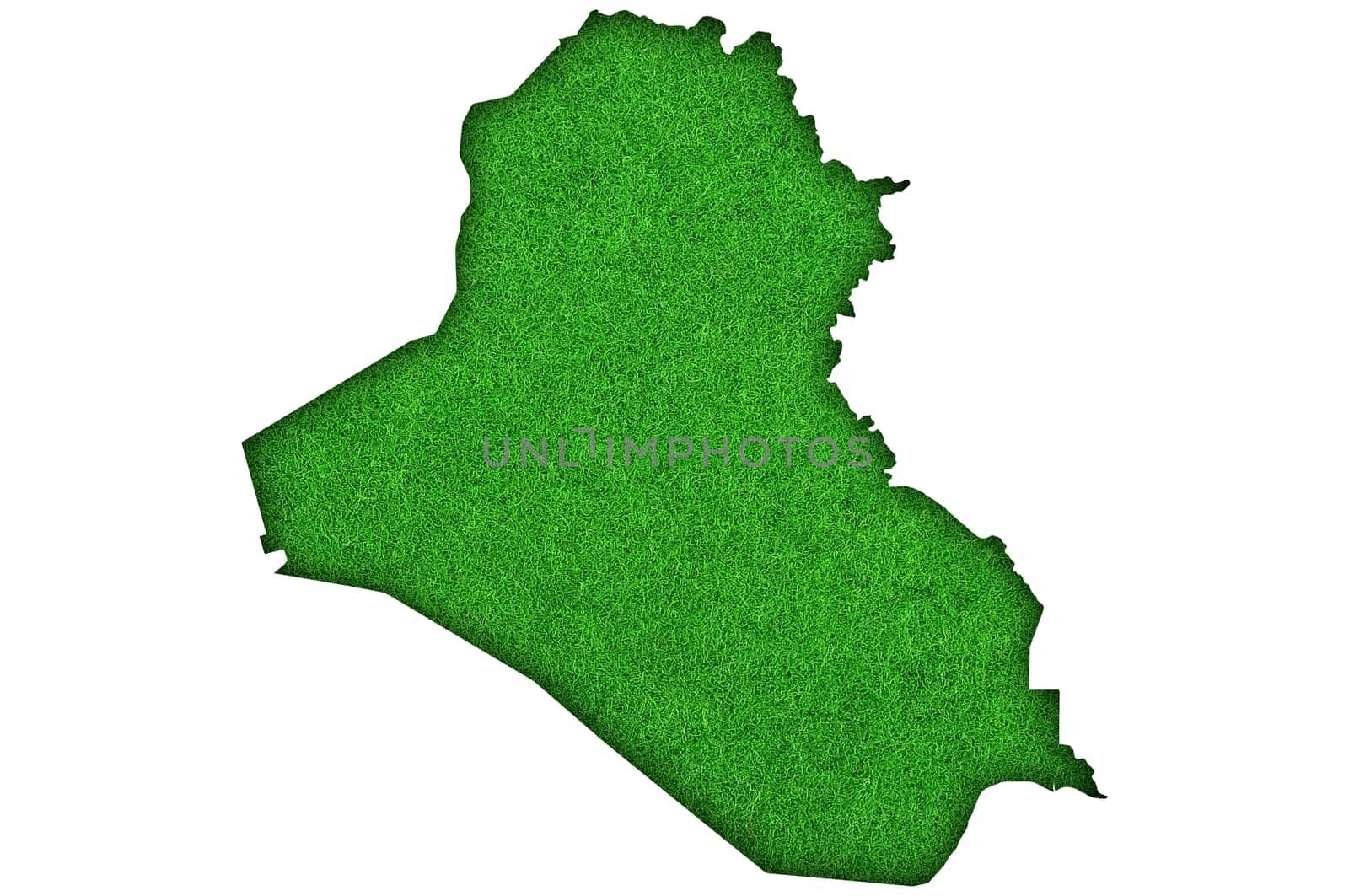 Map of Iraq on green felt