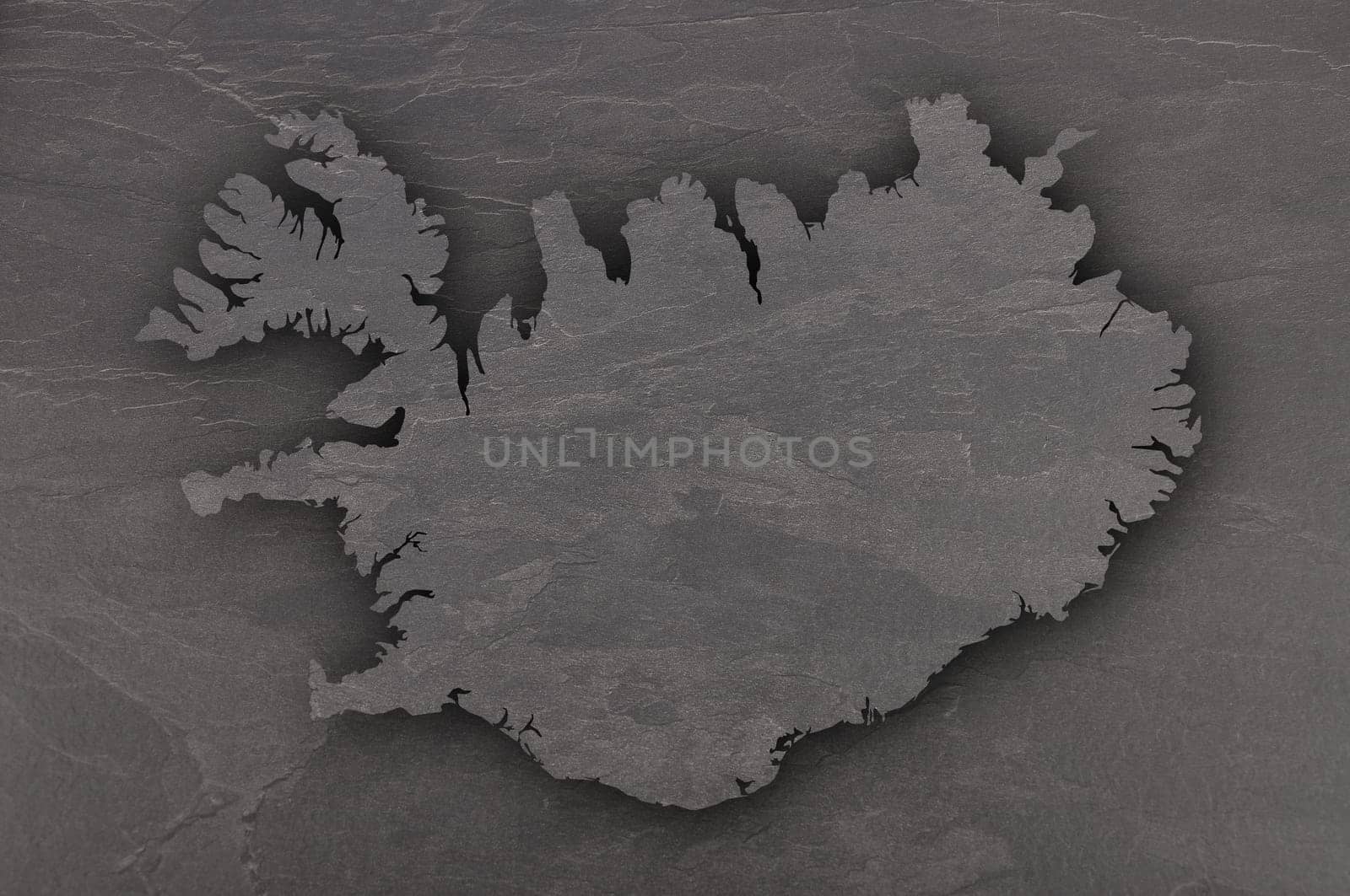 Map of Iceland on dark slate