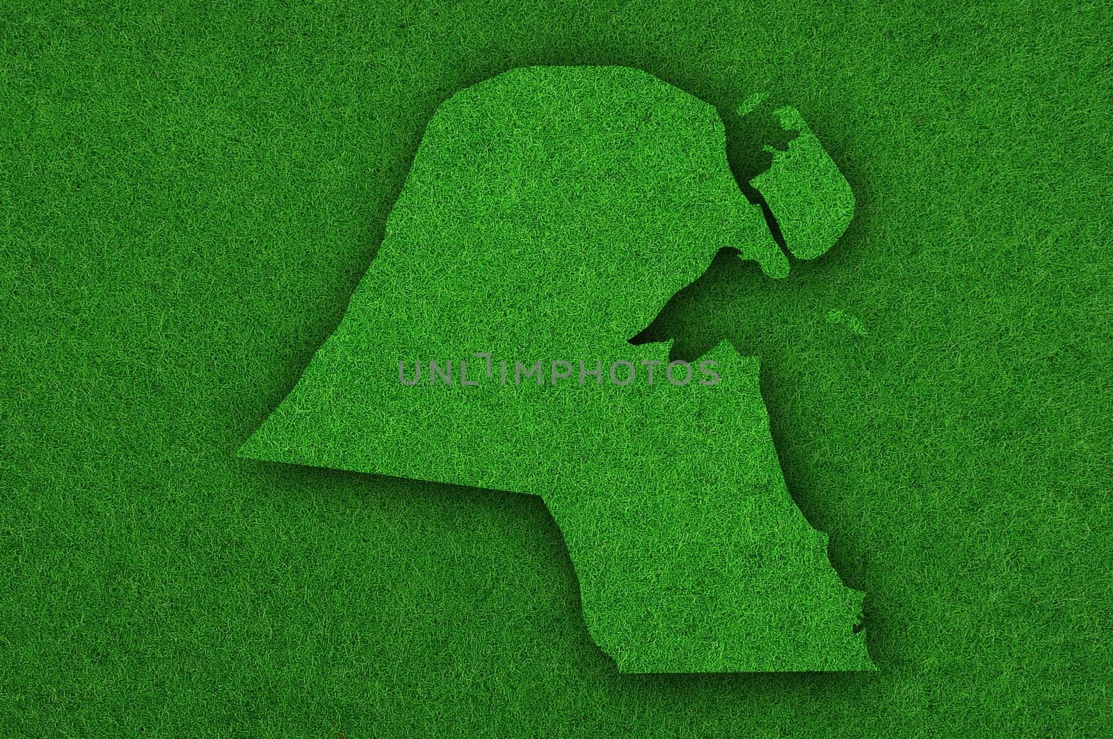 Map of Kuwait on green felt