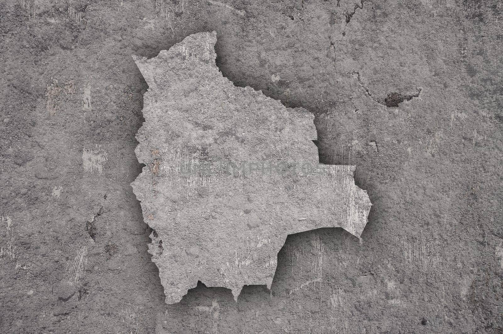 Map of Bolivia on weathered concrete