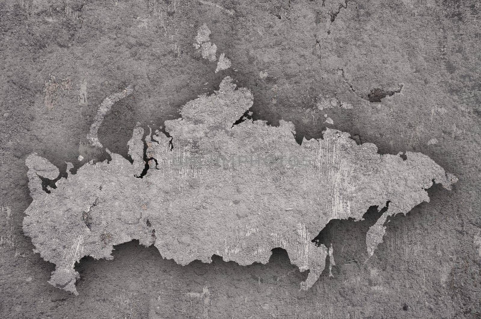 Map of Russia on weathered concrete