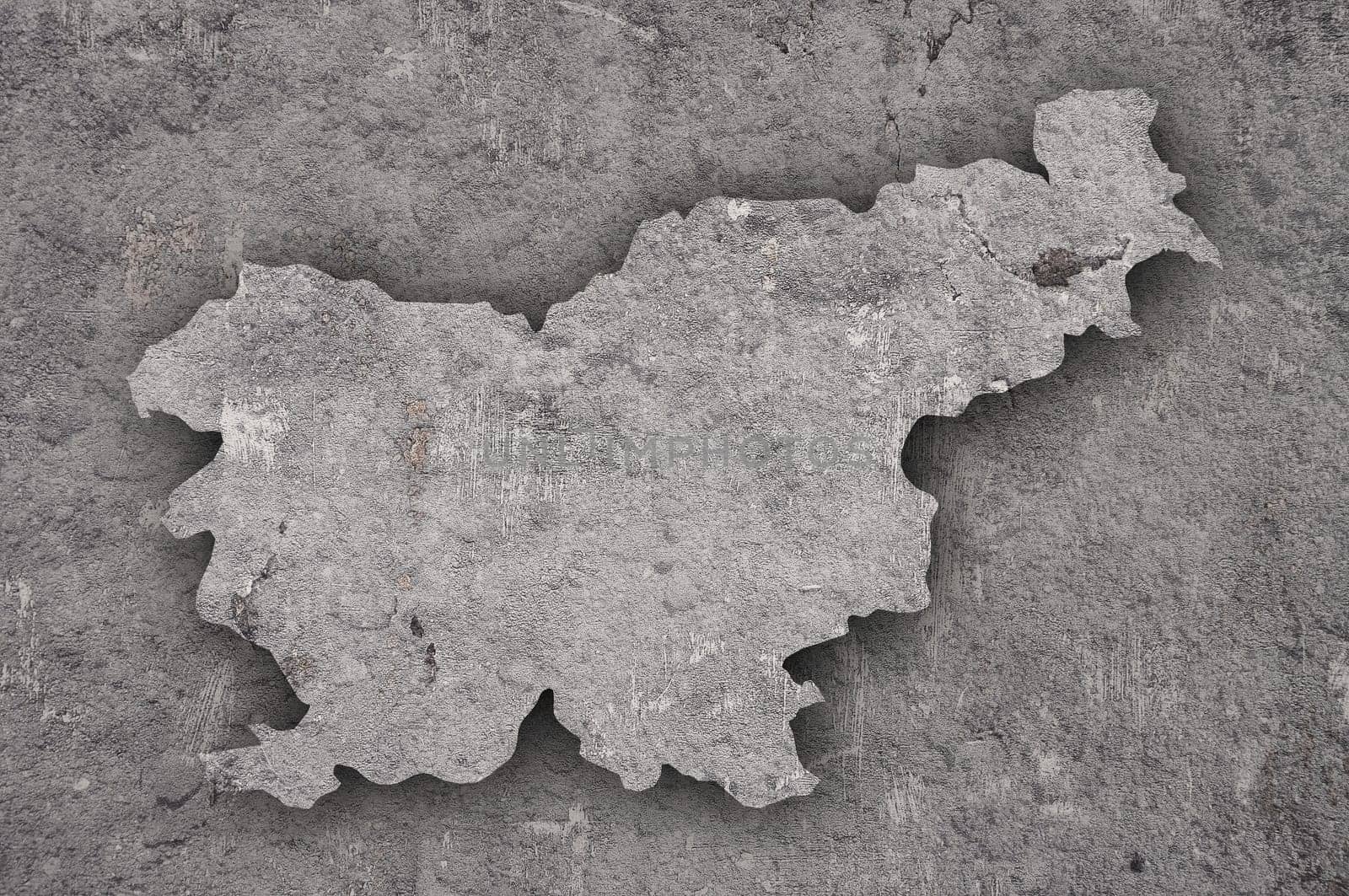Map of Slovenia on weathered concrete