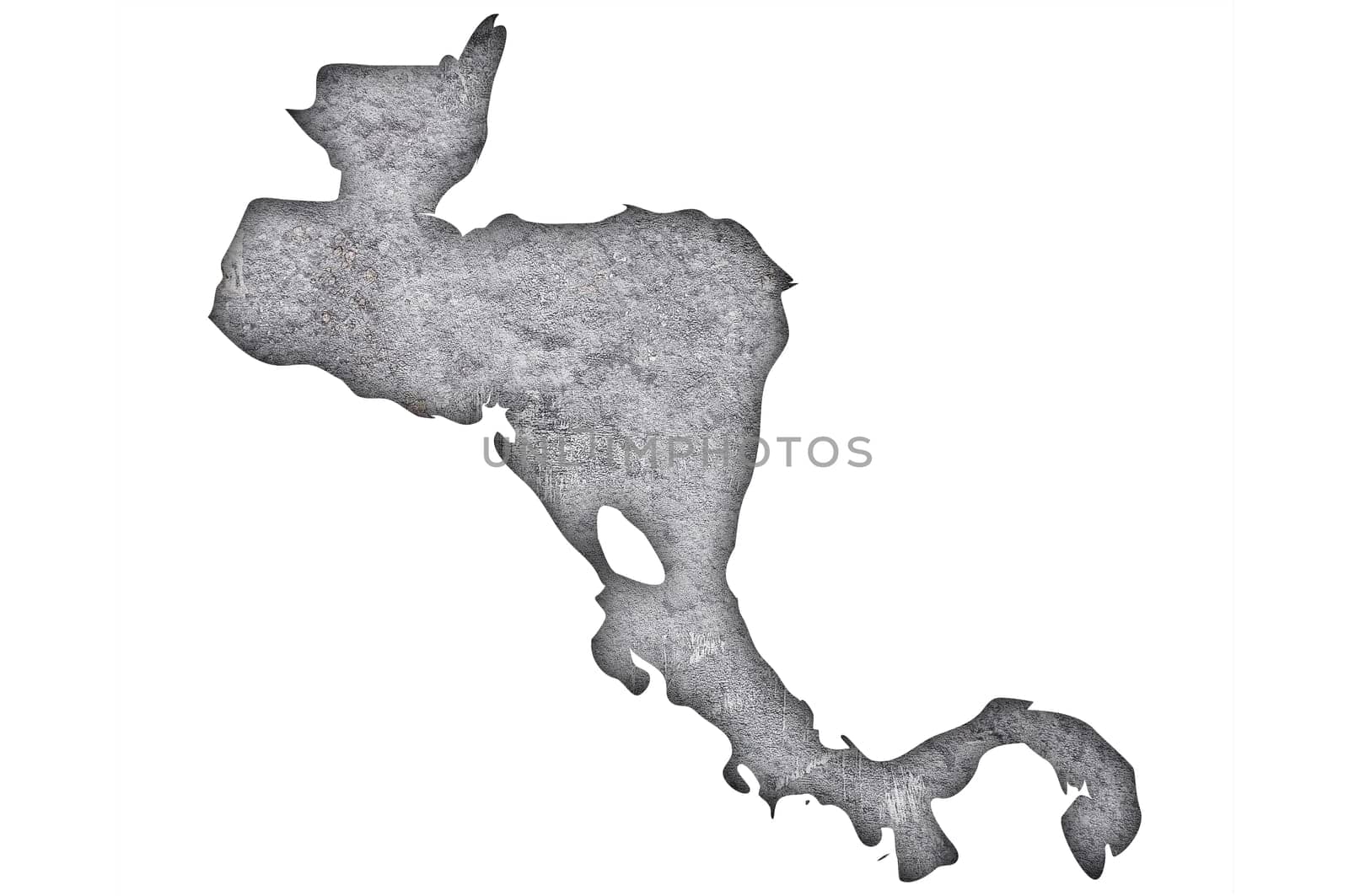 Map of Central America on weathered concrete