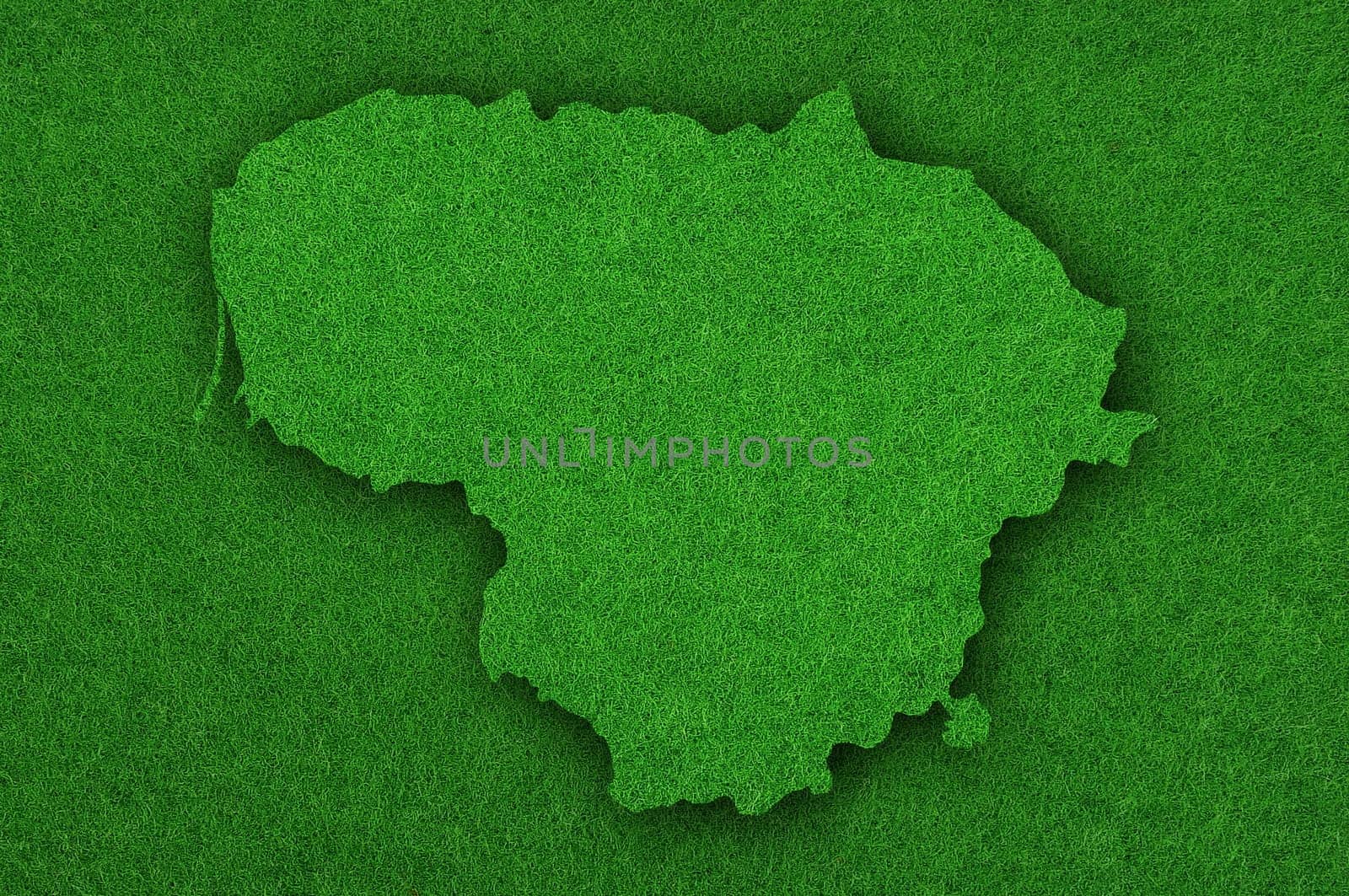 Map of Lithuania on green felt