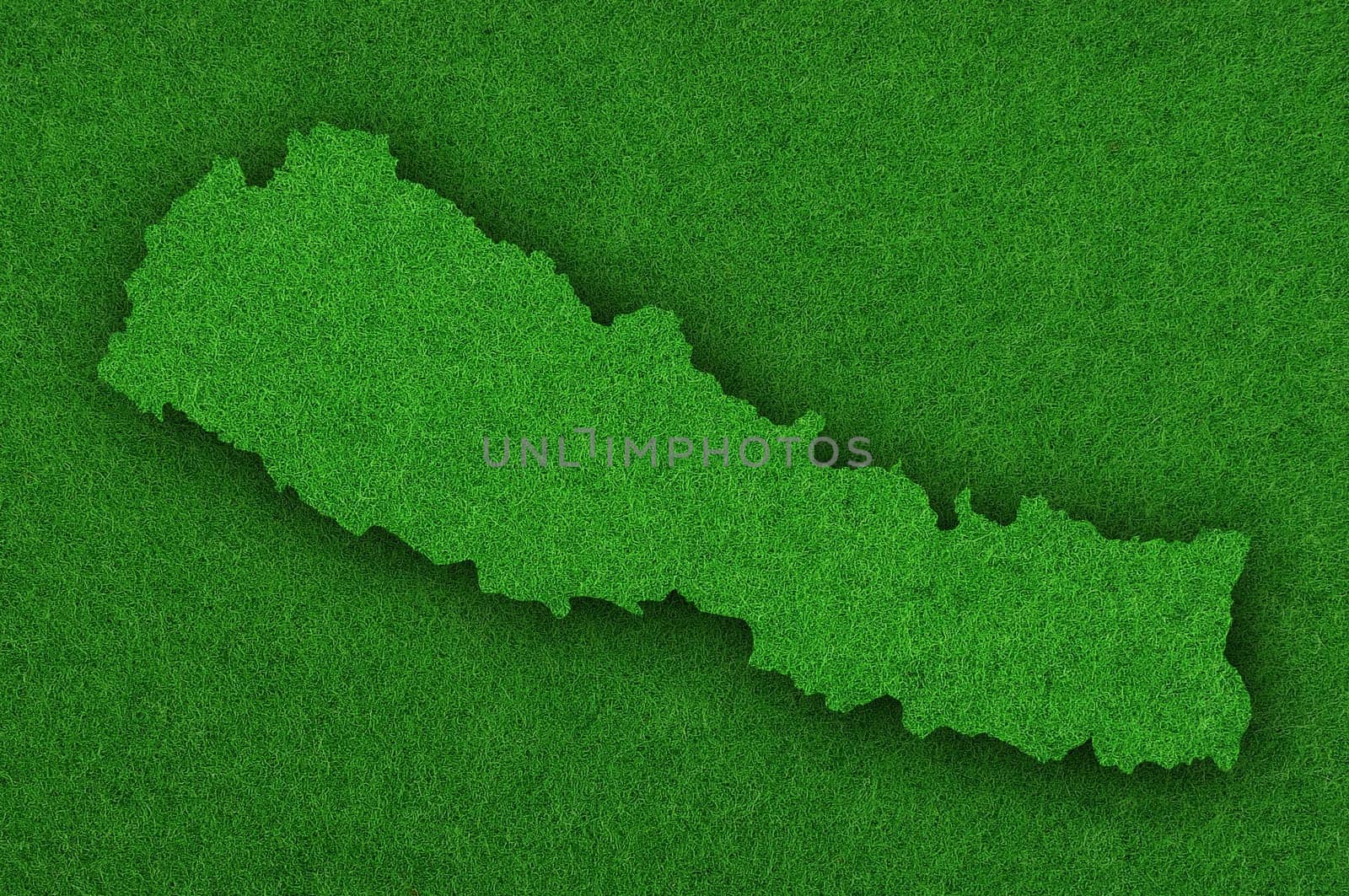 Map of Nepal on green felt