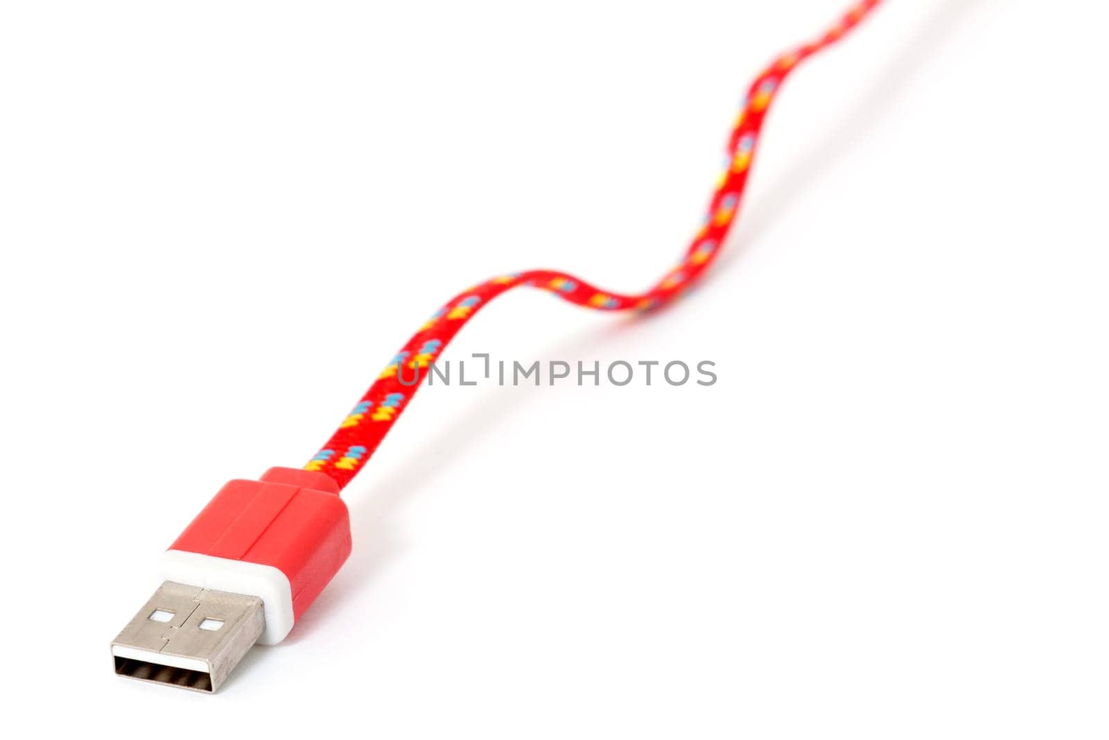 Braided USB cable isolated on white background
