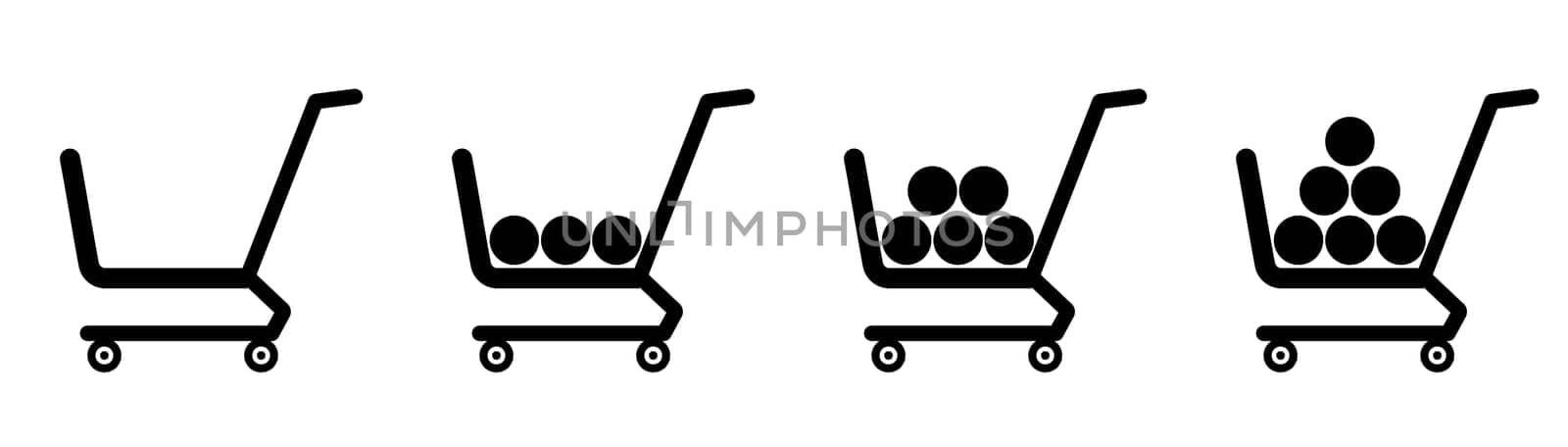 A selection of abstract web icons grocery baskets from the supermarket - Vector illustration