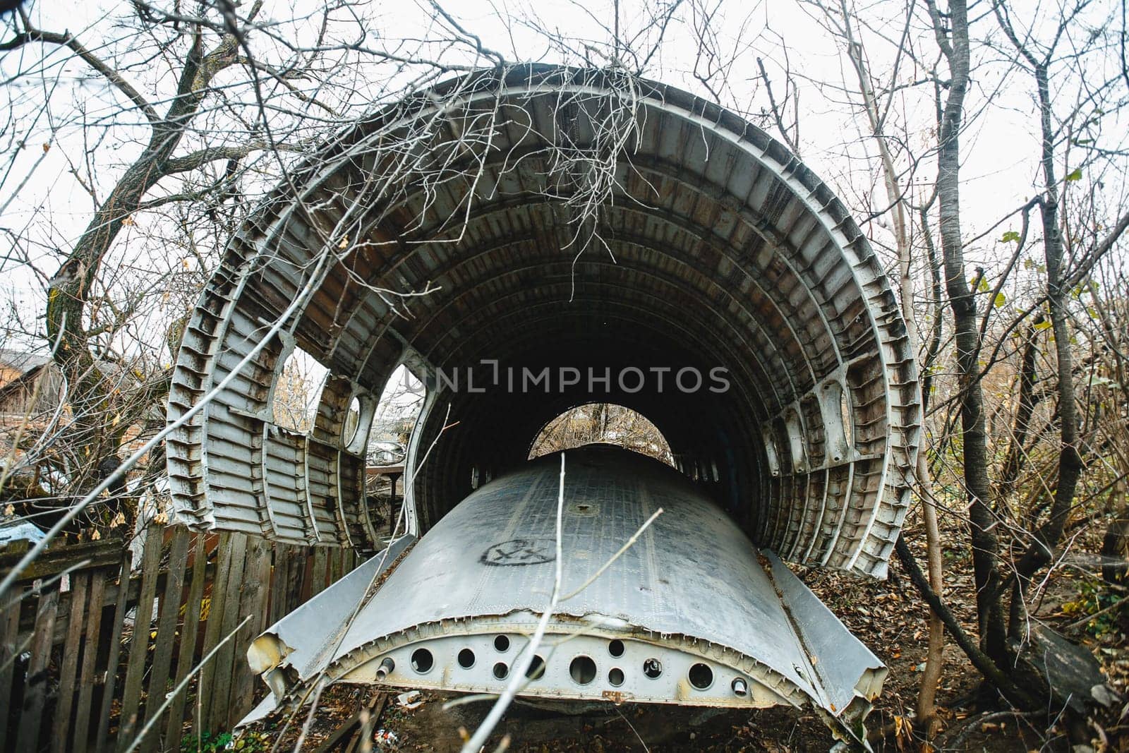 Abandoned plane. windows of the porthole in the plane.