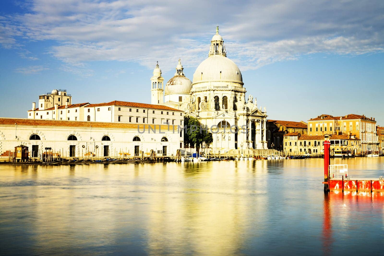 Gondola on Canal Grande with Basilica di Santa Maria della Salute in the background, Venice, Italy