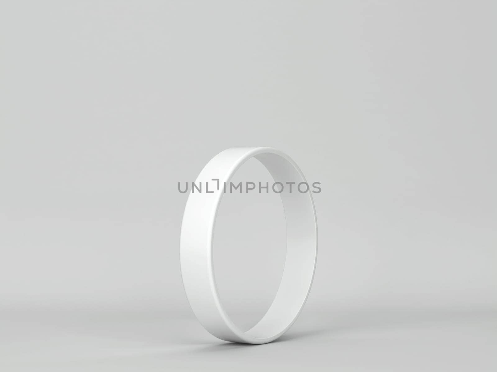 Blank rubber wristband mockup. 3d illustration on gray background
