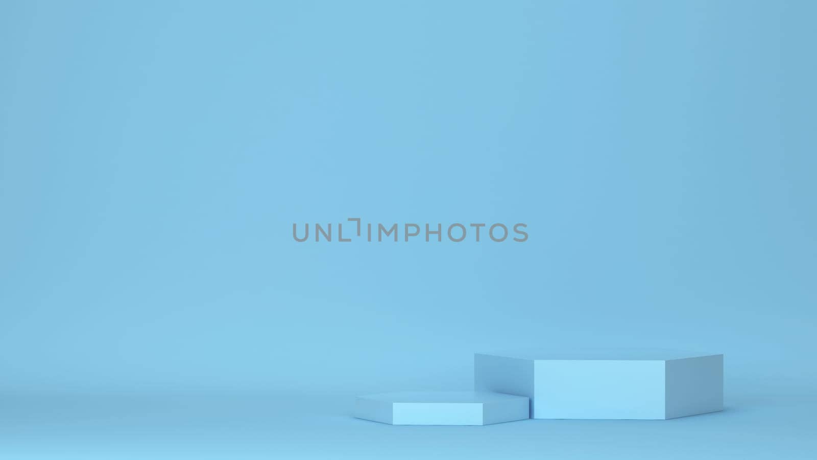 Hexagonal podiums. 3d illustration. Minimal concept