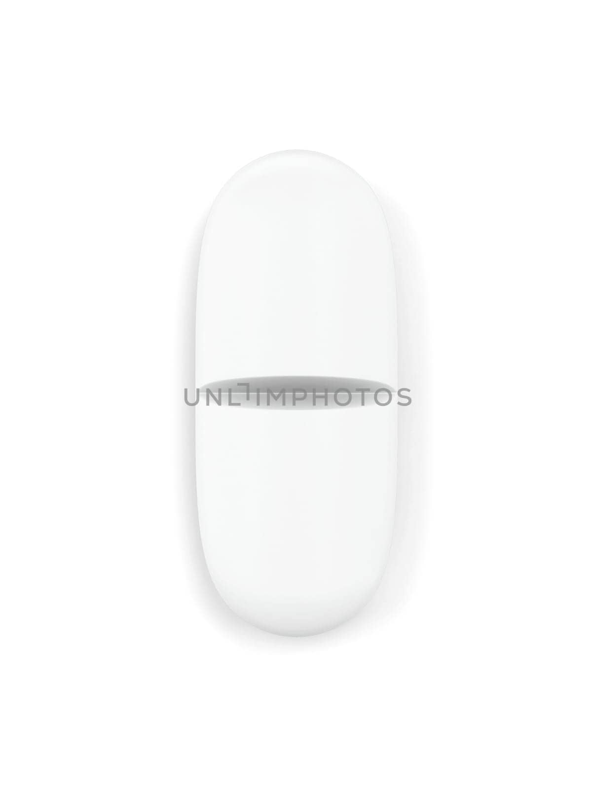 White pill. 3d illustration isolated on white background