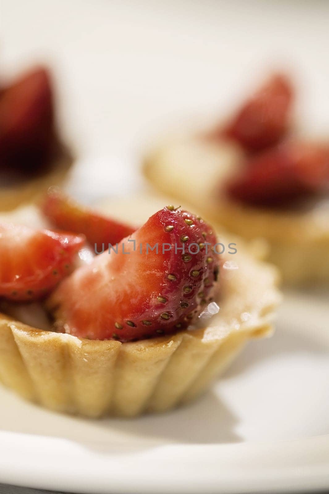 Close-up of strawberry tarts