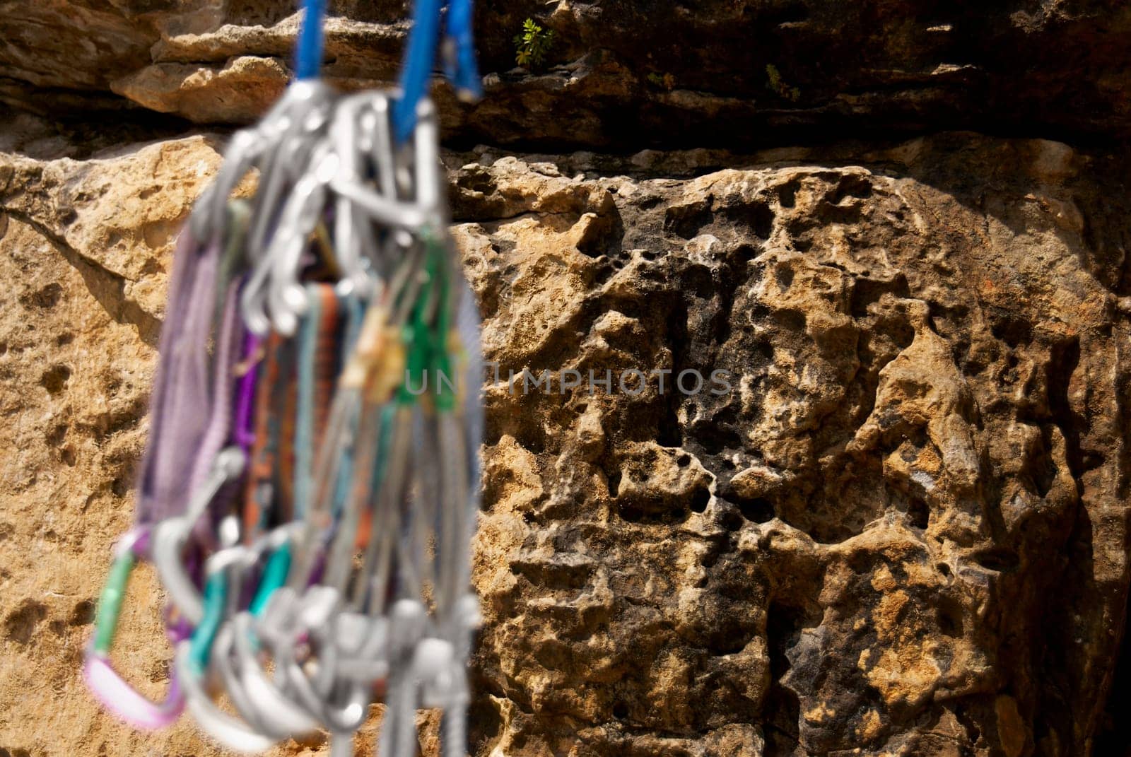 Close-up of climbing equipments