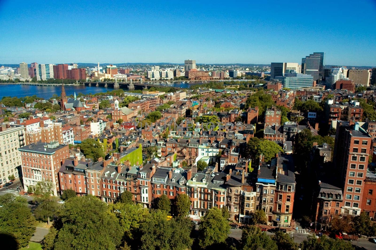 High angle view of a buildings along a river, Charles River, Boston, Massachusetts, USA