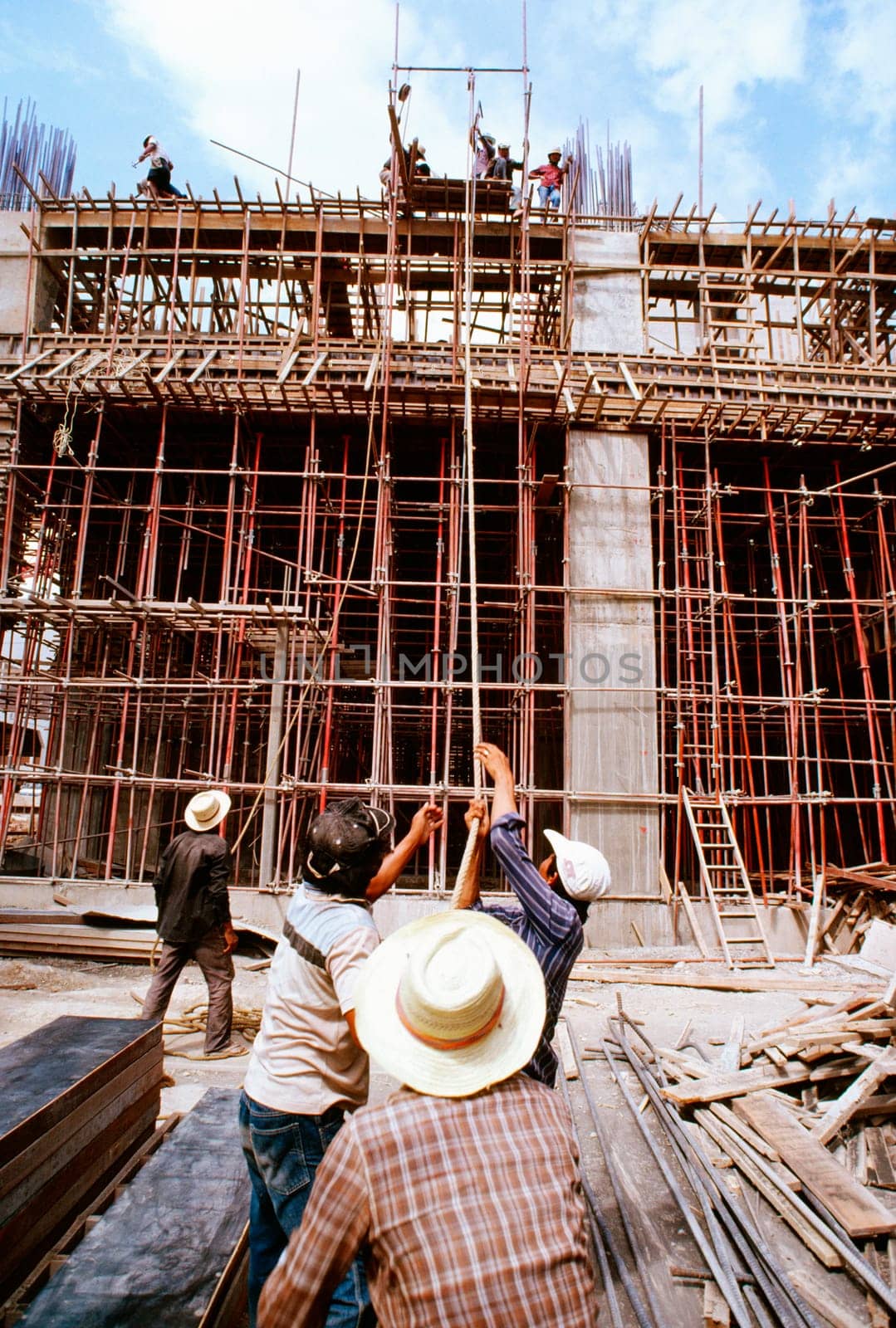 Construction workers working at a construction site, Siam City, Thailand