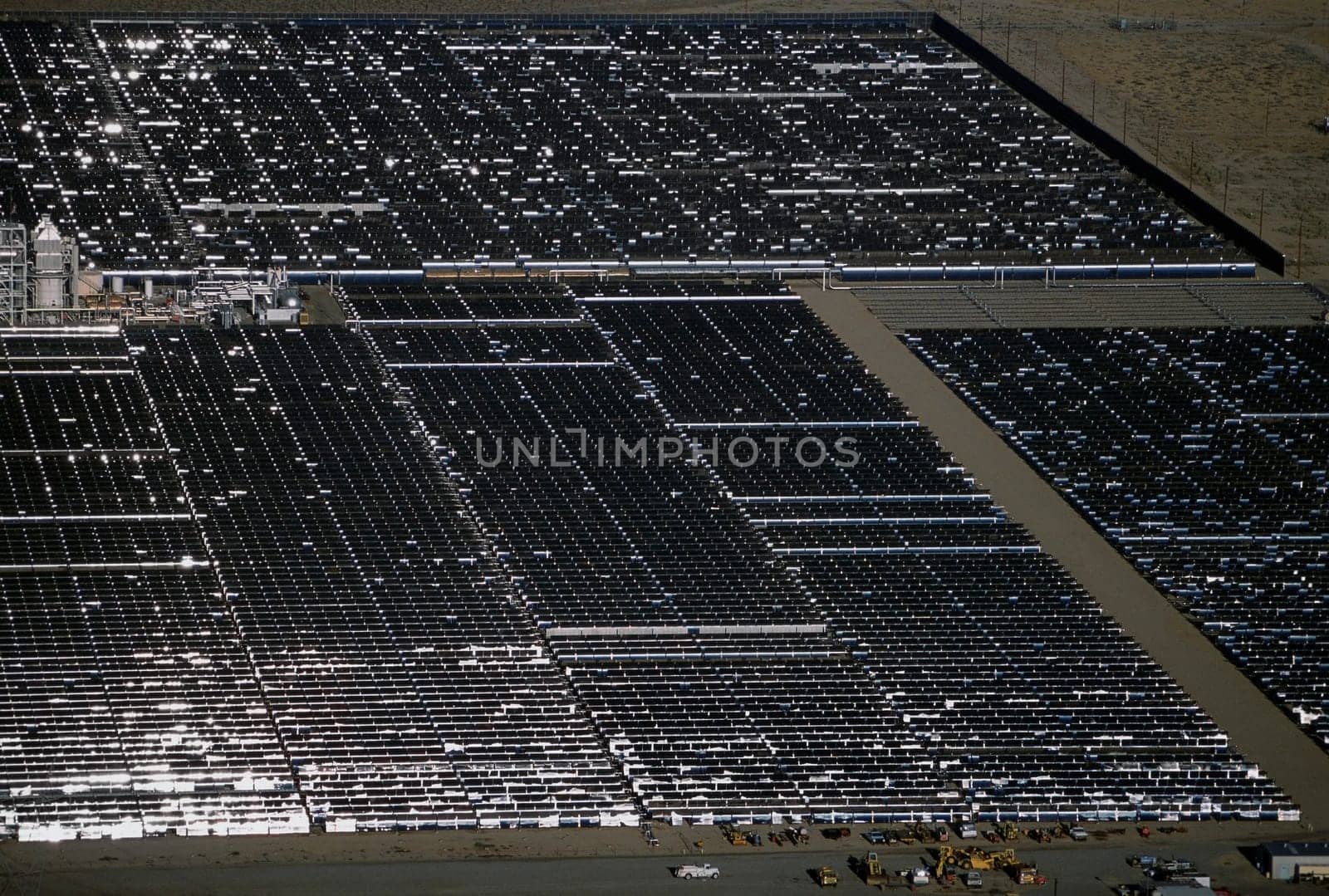 Solar power via parabolic trough mirrors, Daggett, California