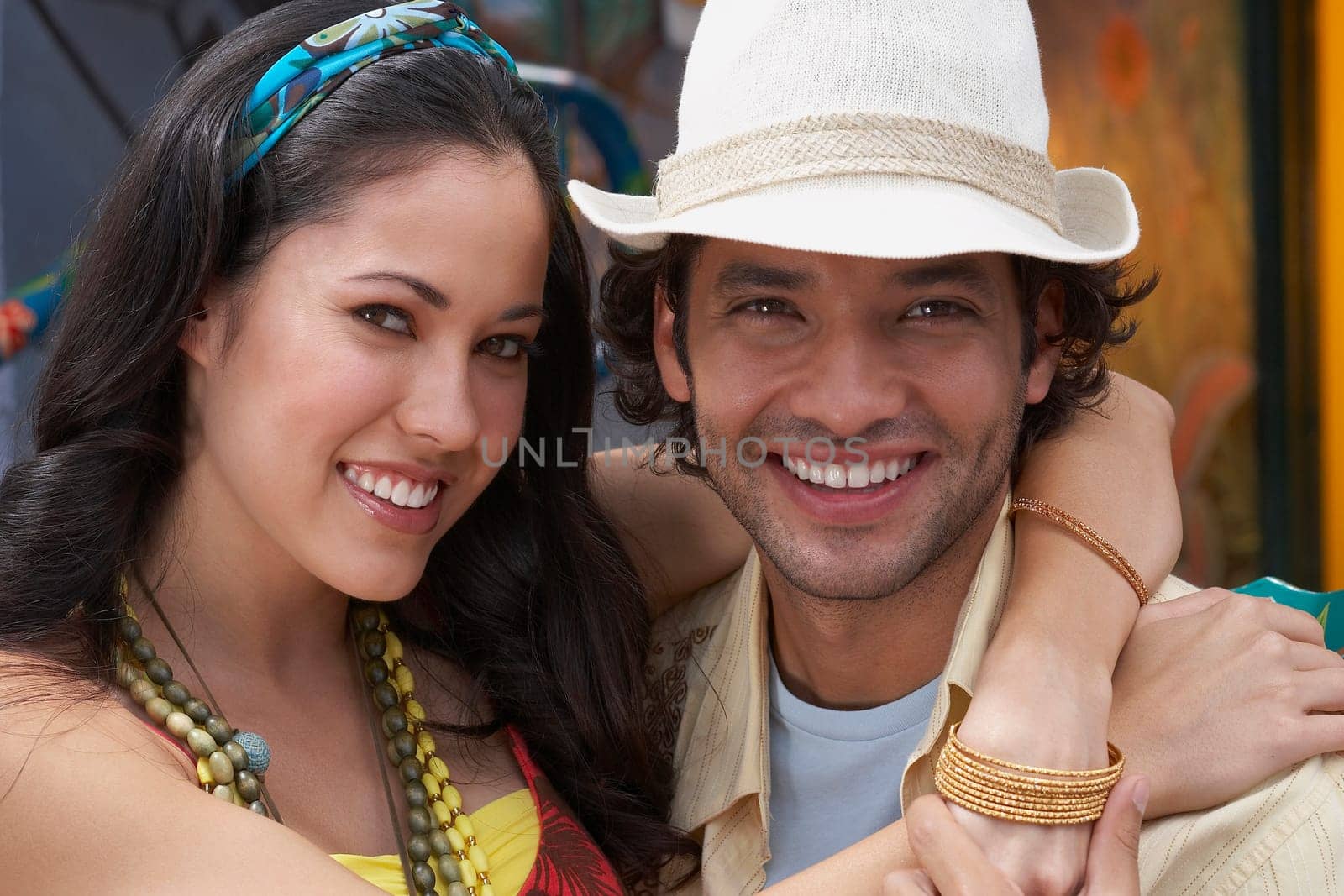 Close-up of a young couple smiling