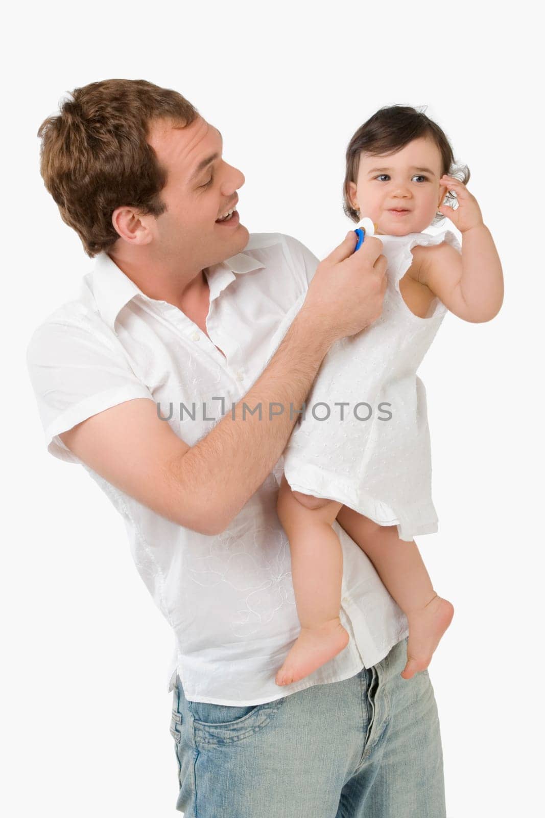Young man playing with his daughter