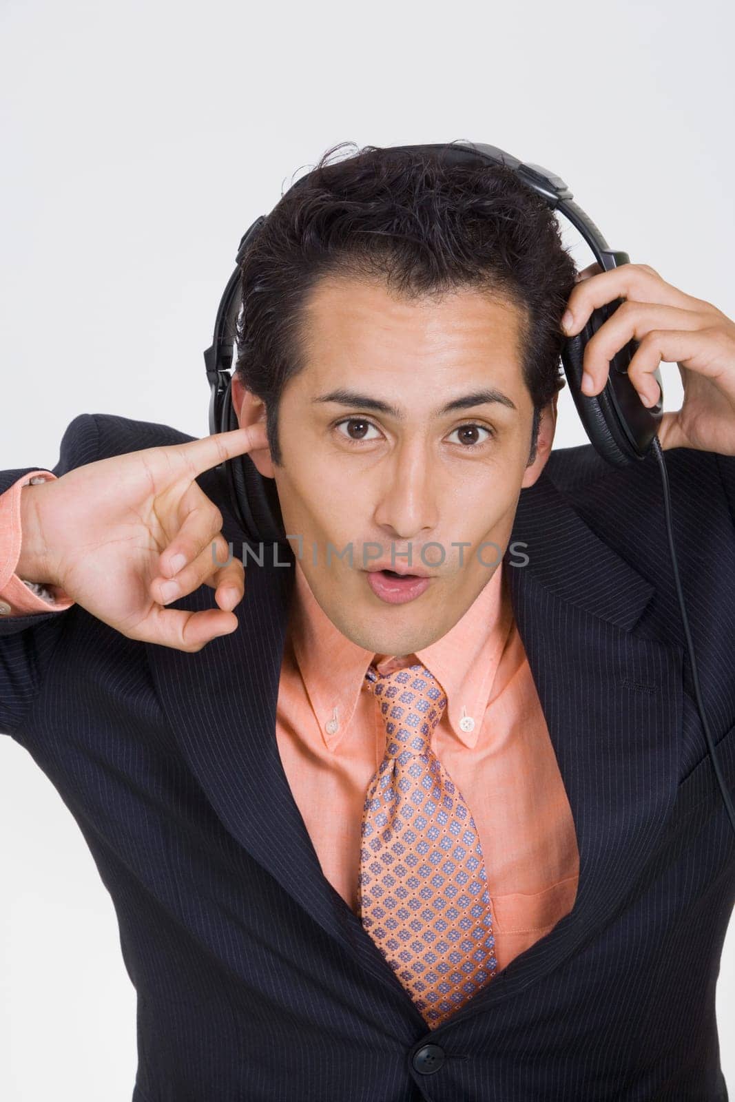 Portrait of a young man wearing headphones