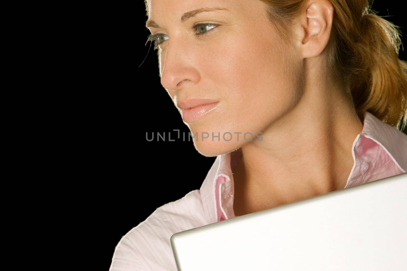 Close-up of a businesswoman with a laptop