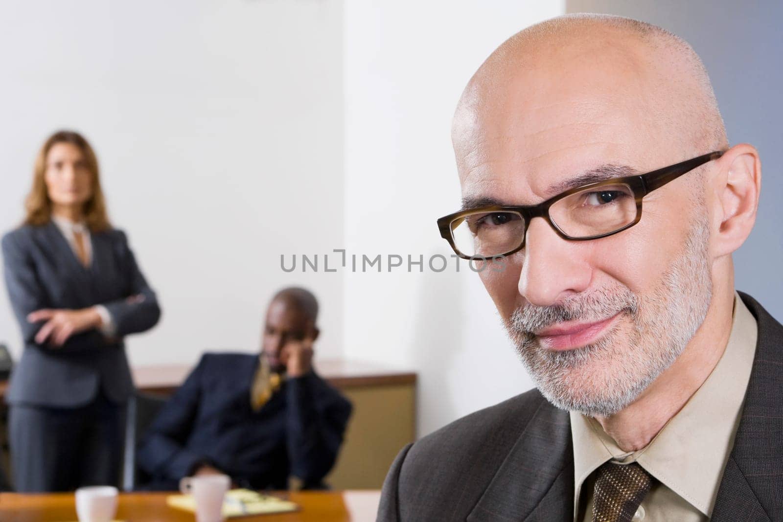 Portrait of a businessman with his colleagues in the background