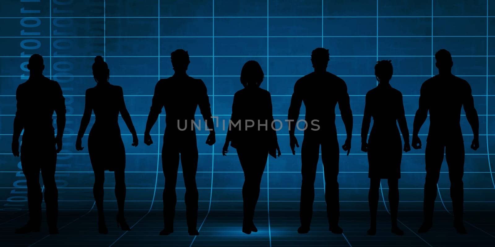 Business Team of Professionals Standing Confidently in a Row