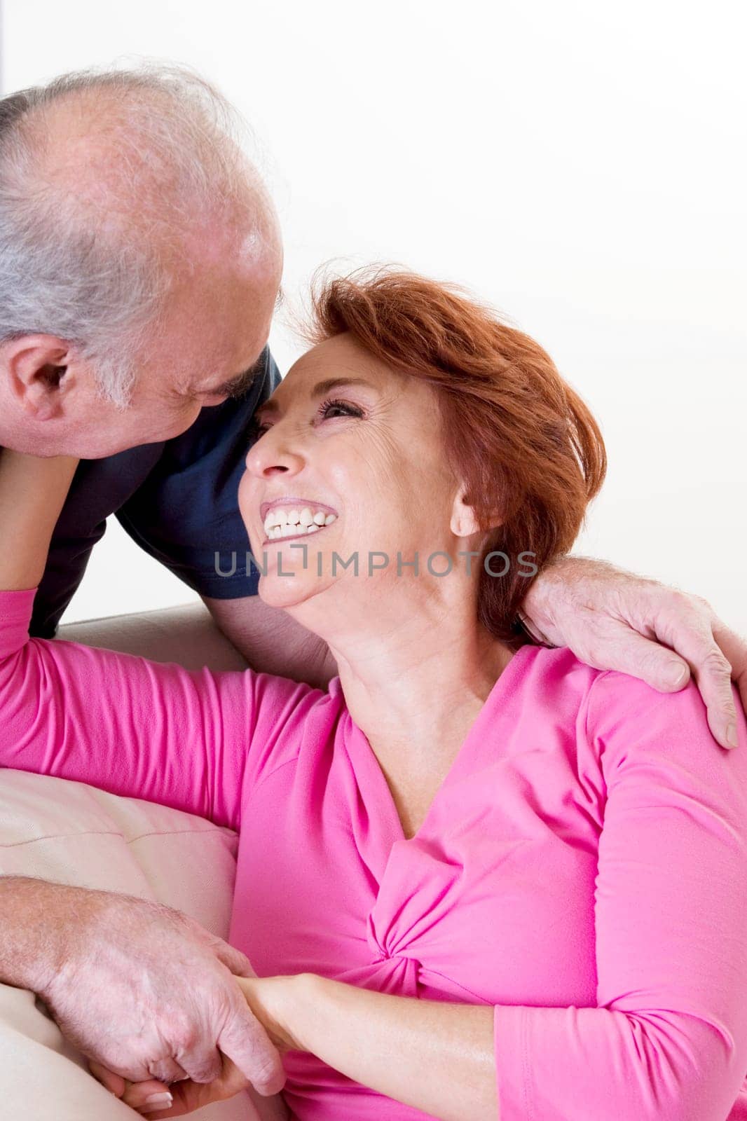 Close-up of a senior couple smiling