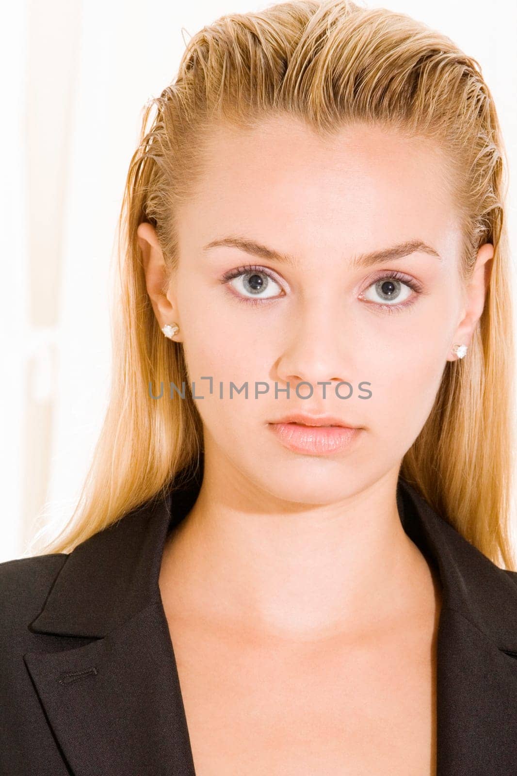 Portrait of a young woman looking serious