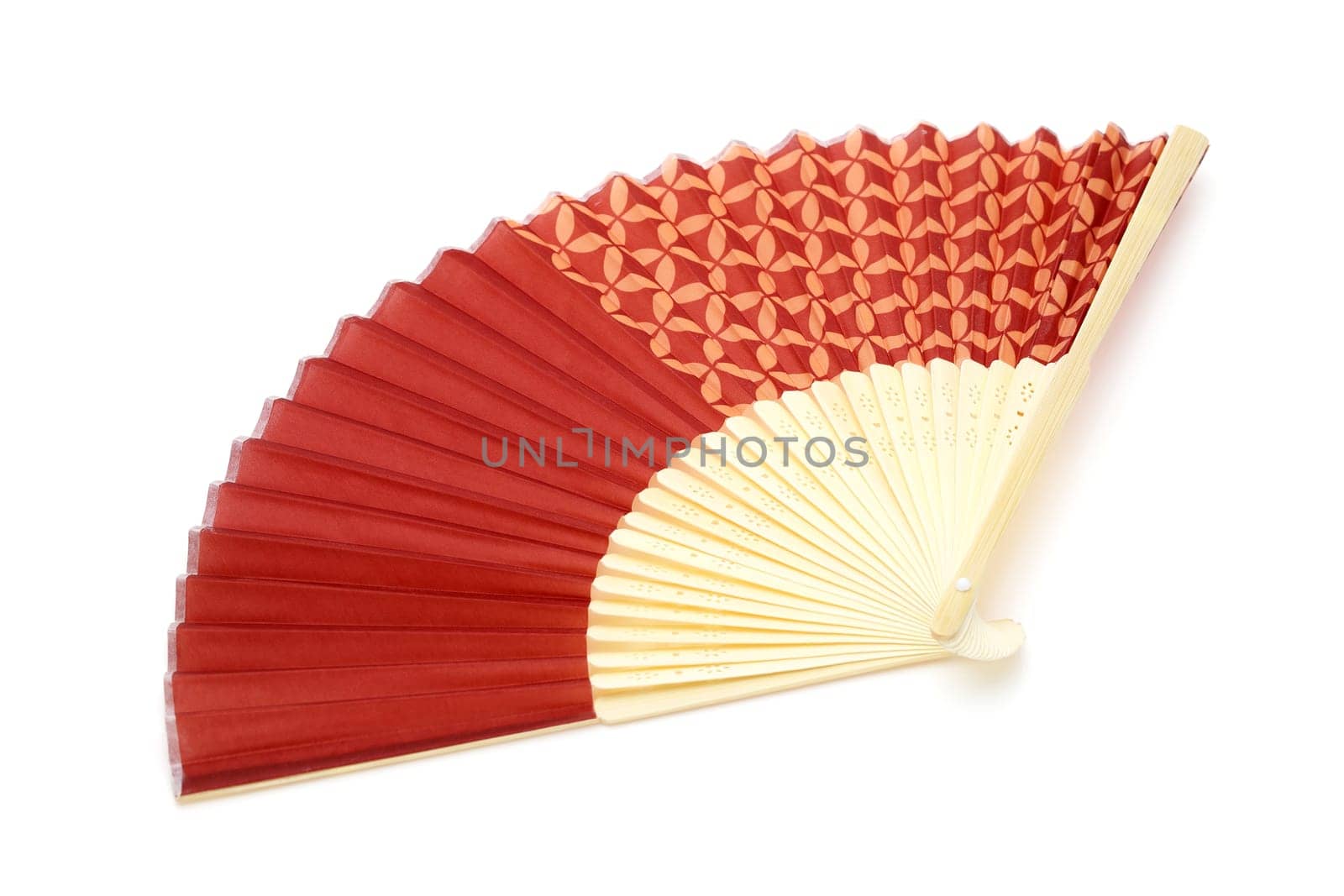 Japanese folding fan isolated on a white background