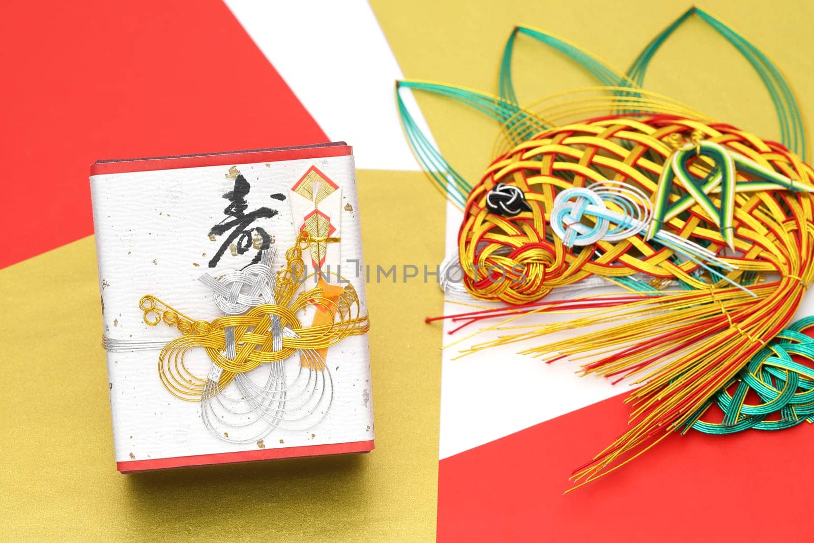 Japanese wedding gift, traditional custom. It is written "Kotobuki"" (meaning congratulations on marriage)"