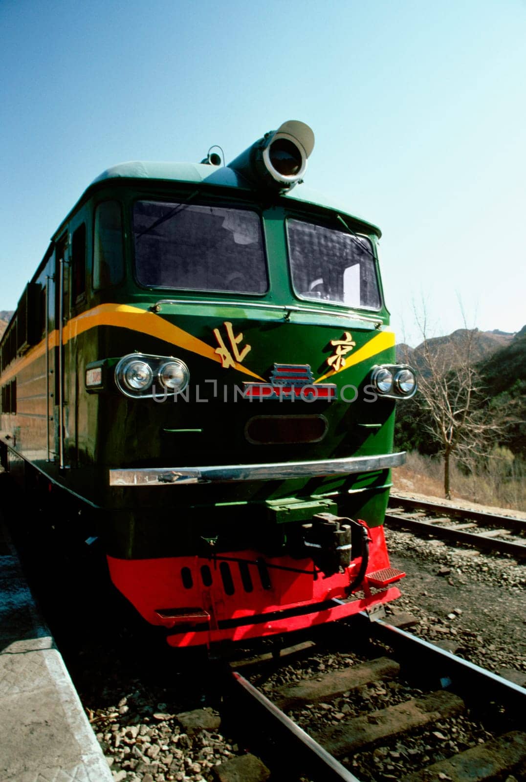 Passenger train on a railroad track, Beijing, China