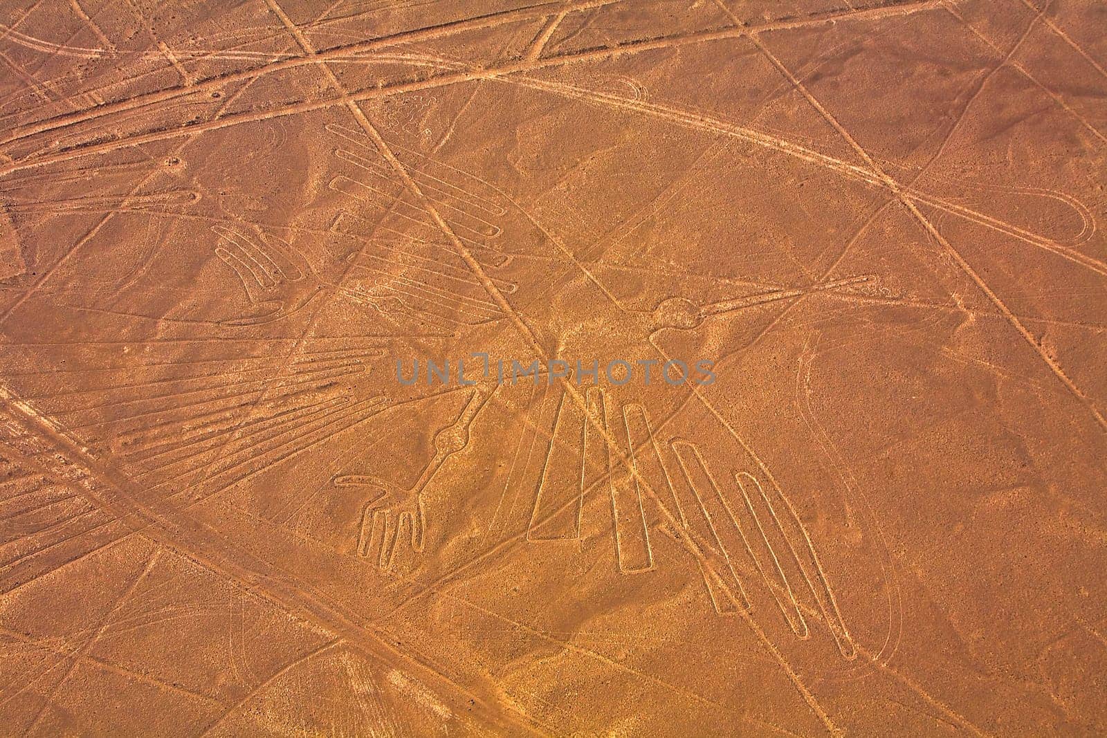High angle view of Nazca lines, Nazca, Peru