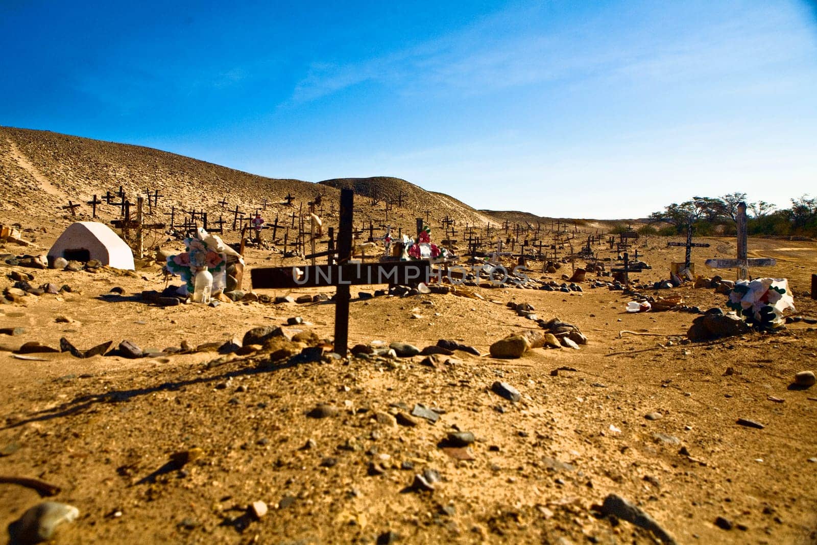 Graves in a cemetery, Cahuachi, Nazca, Ica Region, Peru