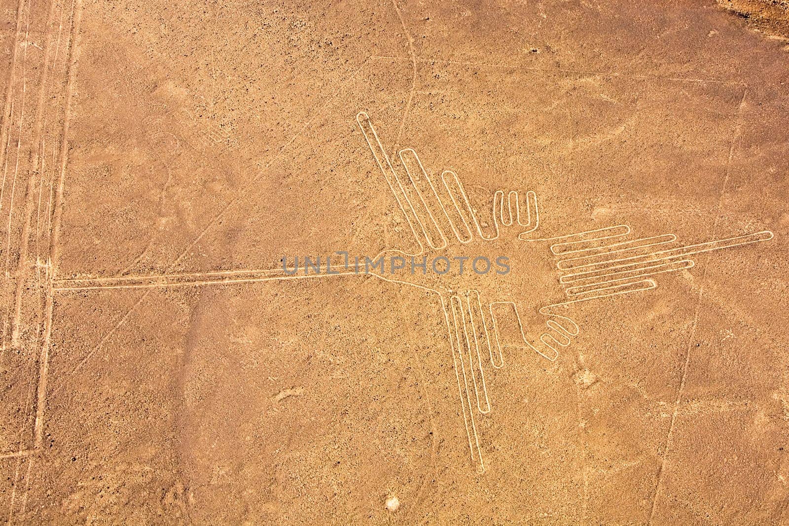 High angle view of Nazca lines, Nazca, Peru