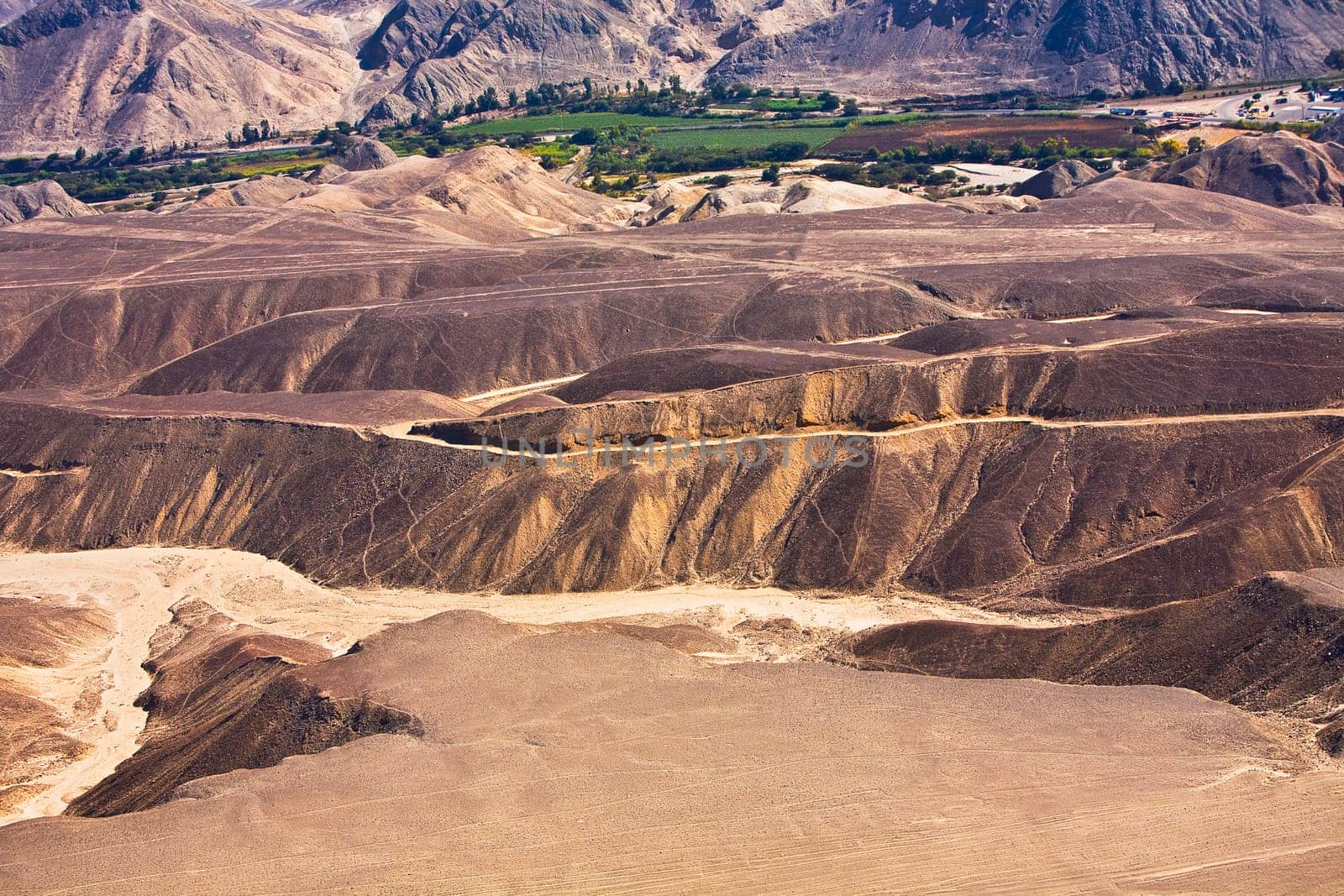 High angle view of a river, Tierras Blancas River, Nazca, Peru