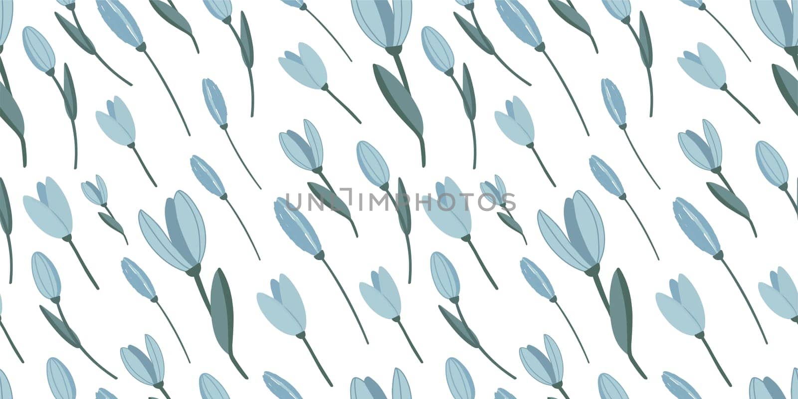 Delicate decorative seamless pattern. Blue flowers on a white background. Fabric decor. Wildflowers. Design textiles