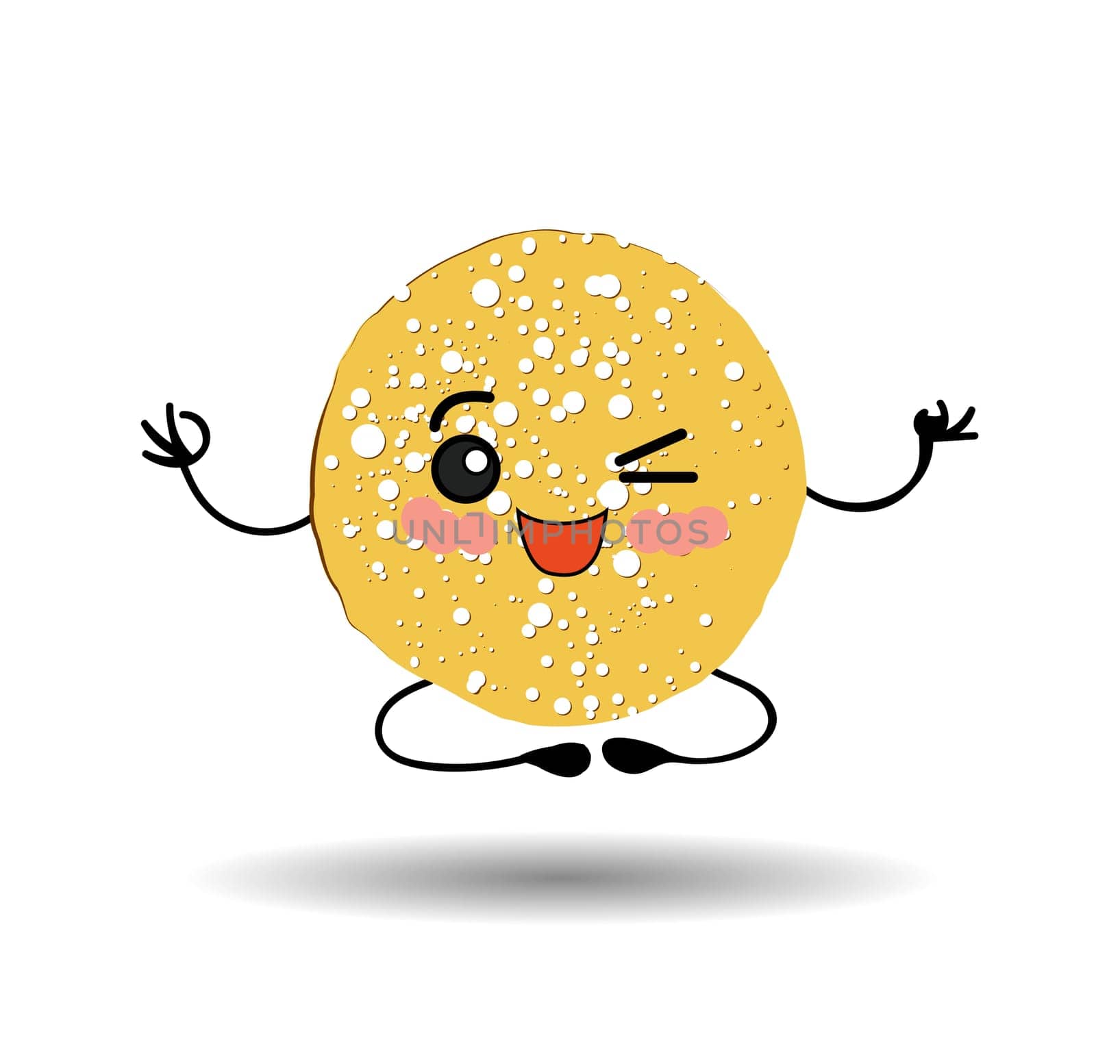 pancake character. Vector illustration isolated on white background. Round flapjack. Pancake week. fritter.
