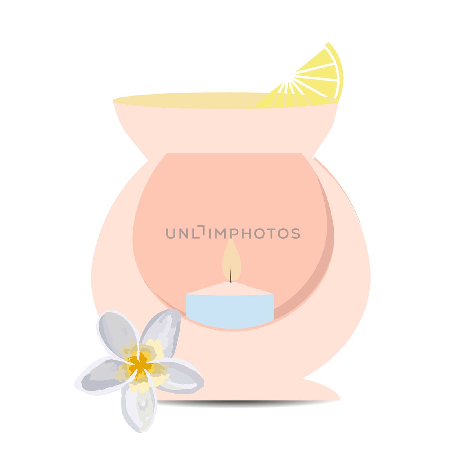 Aromalapma. Heating candle. Essential oil for the lamp. Vector illustration isolated. Spa procedure